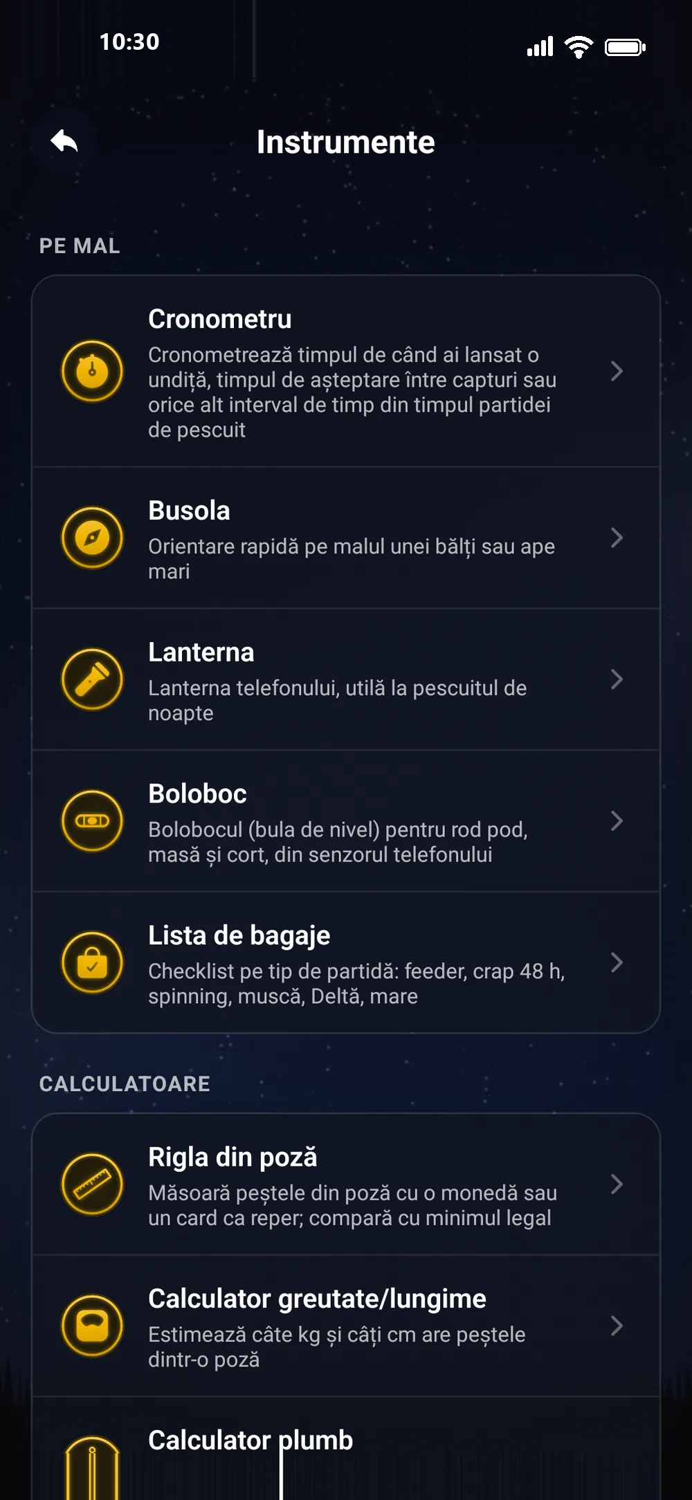 Instrumente pe mal și calculatoare în aplicația RoFish