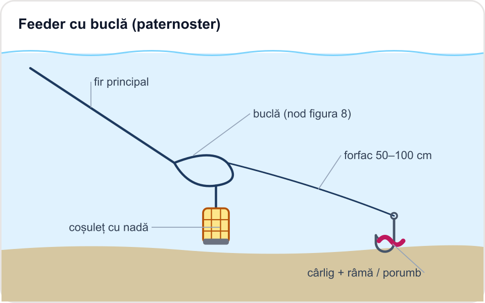 Ilustrație: Feeder cu antitangle / buclă (paternoster)